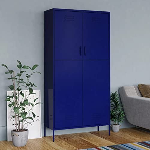 Makastle Garderobenschrank Metallschrank Umkleideschrank mit 4 höhenverstellbaren Regalfächern und 1 Kleiderstange, Kleiderschrank Stahlschrank Schrank Umkleidespind Spind Stahlspind, 90x50x180 cm