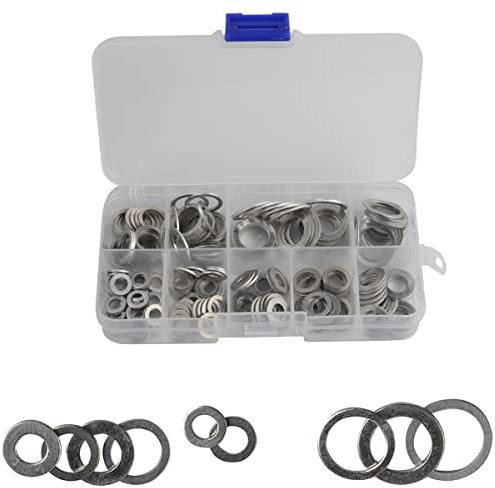 Lot de 200 joints plats en aluminium pour rondelles, joints métalliques assortis, bagues d'étanchéité