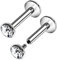 KJM FASHION 2 Stk Metall Innengewinde Lippen 1,2 mm 16 g 7mm 3mm Klar Kristallkugel Spiderbite Monroe Ohrringe Piercing Schmuck 8460