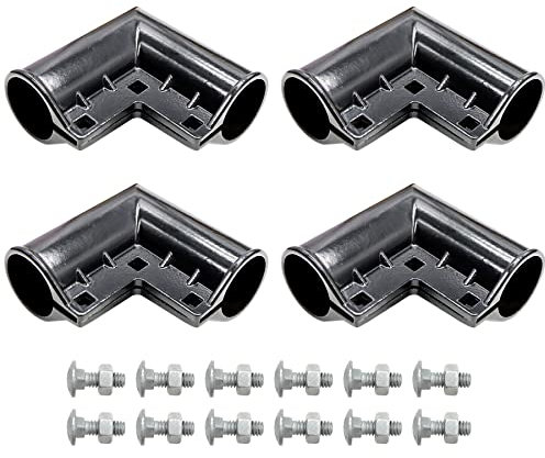Schwarz, 4 Packungen Aluminium-Kettenglieder-Zaun-Ecken, gepresste Torecke inklusive Schrauben, einfach zu installieren Am Tor installieren