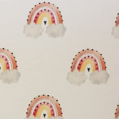 Jersey Stoff Regenbögen auf Weiß von Swafing Kinderstoff Mädchenstoff Oeko-Tex 50 x 160cm Meterware