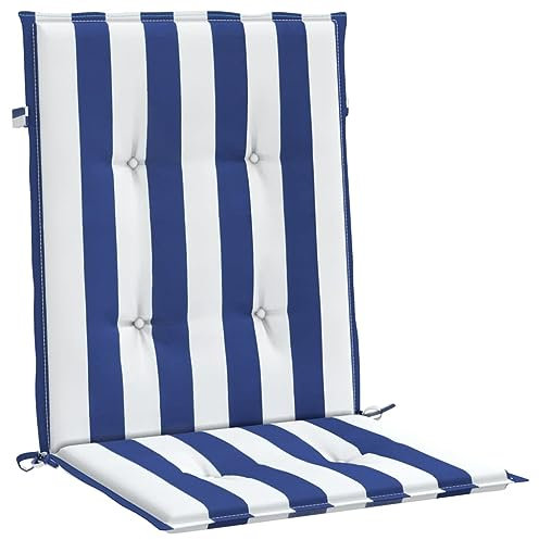 vidaXL Niedriglehner Auflage 4 STK., Sitzkissen für Gartenmöbel Hocker Ottomanen, Wasserabweisendes Sitzpolster, Sitzauflage Stuhlauflage, Blau Weiß Gestreift Stoff