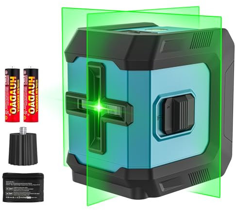 【Mode Impulsion】Niveau Laser 4×360°, Niveau Laser Autonivelant, Chantier Exterieur et de Décoration Intérieure, Batterie 2×5400mAh (Petit)