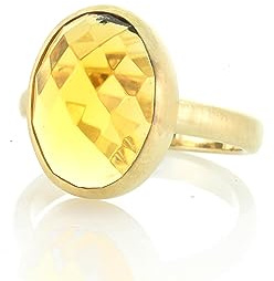 Citrin-Ring aus Massivem Gold - November Geburtsstein Ring - Elegante Oval Lünette Ring - Stacking Ring für Frauen - Perfektes Geschenk für Mama - Ideal Vorschlag Schmuck