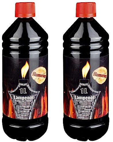 Flameup Lampenoel 2 Liter Lampenöl Oel Garten Fackeln Laterne Fackel Öl Innen Camping Flasche Oil Outdoor Öllampe Petroleum Lampe flüssig Gartenfackeln