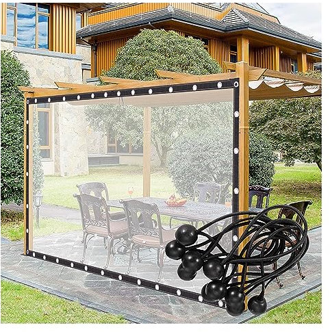 QSTGX Durchsichtige Plane, wasserdichte Pergola-Abdeckungen, Kunststoff-Seitenwände mit Ösen für Balkon, Terrasse, Veranda, Pavillons (Color : Clear, Size : 6x2.5m/19.68x8.2ft)