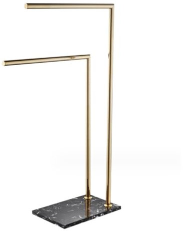 Handtuchhalter Stehend Handtuchleiter Stehend 2-stufiger stehender Handtuchhalter mit Marmorsockel, Messing-Doppelstangen-Handtuchständer, Handtuchhalter für Badezimmer, Waschküche Handtuchständer Fre