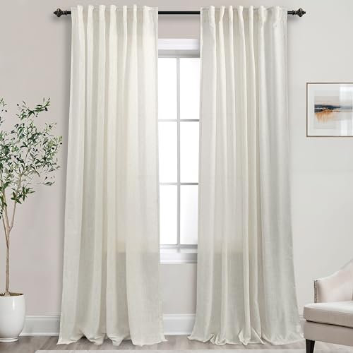 Mrs.Naturall Extra lange große Fenstervorhänge, durchsichtiges Leinen, 332 cm, Länge XL, Sonnenzimmer-Vorhänge, 332 cm