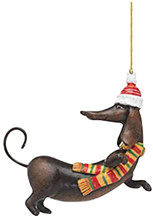 Dackel Hund Weihnachtsbaum Ornament Weihnachtsbaum Anhänger hängende Anhänger Handwerk für Weihnachten Urlaub Party Home Decor Kartoffel Aufbewahrungsbox Holz