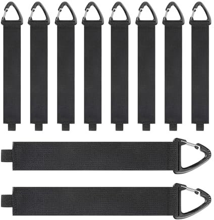 OAAO 10 PCS Cable Ties, Cable Straps, Suspension Carabiner Heavy Duty Straps, Storage Straps, Extension Cord Tool Hook Straps, Suitable Outdoor Travel Straps (Black)