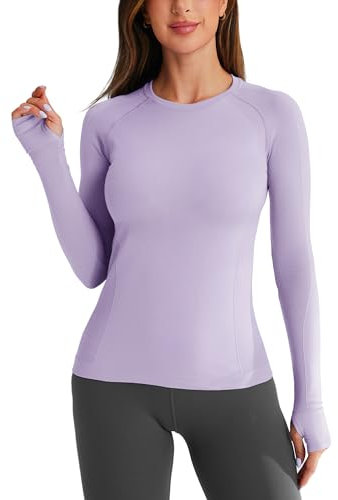 BAYDI Langarmshirt Damen Sport Oberteile Damen Sportshirt Laufshirt Nahtlos Longsleeve Shirts mit Daumenloch