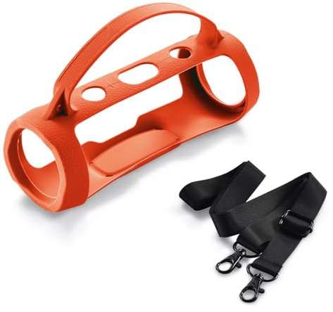 Generic Coque en silicone compatible avec haut-parleur JBL Charge Essential 2/Charge 4, gel de voyage souple, pochette de transport en caoutchouc imperméable avec sangle (orange)