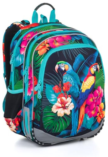 TOPGAL Schulrucksack für Mädchen ab - 1. Klasse - ELLY 24004 (Papageien)