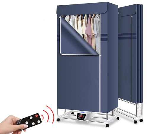 Secadora de Ropa Eléctrica, Secadora de Ropa con Aire Acondicionado Plegable de 2 Niveles, con Control Remoto, Ajuste de Control de Temperatura de Varios Niveles, Gran Ahorro de Energía en Espacio,