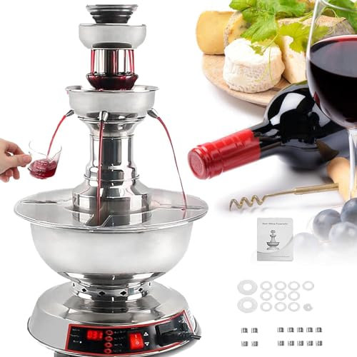 YANGYMM Weinbrunnenmaschine, 3-Stufiger Elektrischer Kommerzieller GeträNkespender Aus Edelstahl, Zimmerbrunnen, für Hochzeits-Geburtstagsfeiern Sober Up The Wine,110V