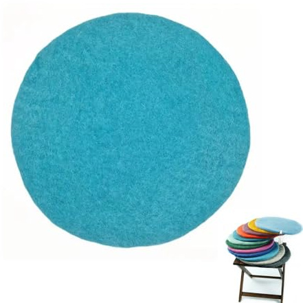 Nepalaya - Dicke Sitzkissen aus 100% Wolle gefilzt, rund, Ø40cm, Bunte Stuhlkissen aus Filz - handgemacht - fair Trade aus Nepal (türkis)