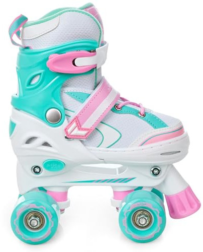 RAVEN Rollschuhe Roller Skates Kinder Mädchen OPTIONAL 2in1 mit Schlittschuhen verstellbar (Lia Mint ohne Kufen, 34-37 (21,5cm-24cm))