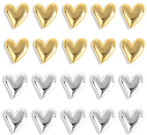 20 Pcs Refrigerator Magnets Gold Silver Heart Shaped Decorative Fridge Magnets Cute Small Magnetic Decoration for Lockers Whiteboards Billboards Home Office Kitchen Classroom Decor