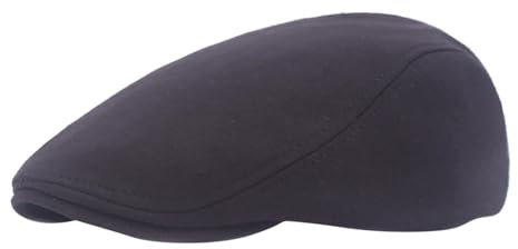 Pullover 1 Piece Balloon Hat for Men, Cotton, Soft, Stretch Fit, Men's Hat, Cabbie Hat for Men, Peaked Cap with Bobble, black, One Size