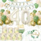 40 Geburtstag Deko, Grün Gold 40. Geburtstagsdeko Frau Mann, 40 Luftballons Geburtstag 8 Windlicht Tischdeko 40 Geburtstag, Eukalyptus Deko Birthday Banner Servietten Deko 40 Geburtstag Frauen Männer