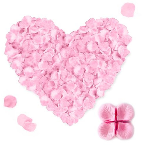ANMOYIXIA Pétales de rose pour chambre à coucher, mariage, fleurs de rose artificielles en soie pour confession, anniversaire, décoration d'anniversaire, mariage (1000, rose)