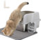 Edelstahl Katzenklo Hochwandig, Katzenklo Edelstahl mit Deckel Ohne Geruch, Katzenklo Groß mit Katzen Schaufel und Katzenklo Matte, Große Katzentoilette aus Metall Für Katzen, Kaninchen