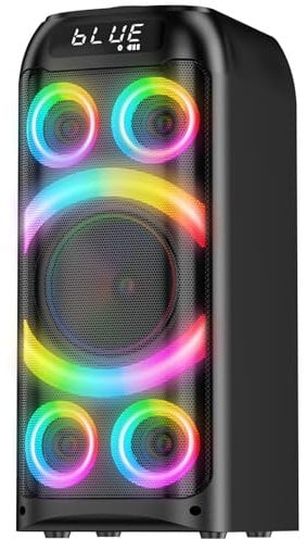 BOHINI Altavoz Bluetooth 160W Potencia Máxima, Potente Sonido Estéreo Bassi Profondi Altavoces Portátiles Grandes para Fiestas con Subwoofer, Emparejamiento TWS, Luz LED Dinámica para Fiestas Camping