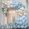 HILAVO Kit de arco de globos azul polvoriento, pizarra retro, azul pastel, beige, crema, arena, blanco, neutro, globos de fiesta, kit de guirnalda para niños, novia, baby shower, revelación de género
