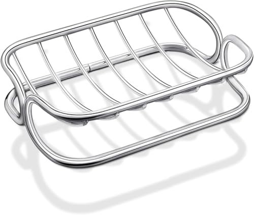 Werwing Porte-savon en acier inoxydable – Porte-savon auto-drainant pour douche, salle de bain et cuisine | Porte-savon en métal robuste avec base renforcée
