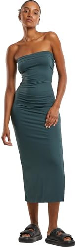 Urban Classics Robe Mi-Longue Femme Robe mi-Longue Vert Bouteille S 93% Polyamide, 7% Élasthanne