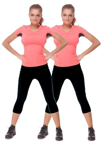 Good Deal Market 2er Pack Baumwoll-Leggings, schwarz, Blickdicht, Gr. S-3XL | Lang oder als Caprilegging 3/4-lang, 36/38 bis 56/58