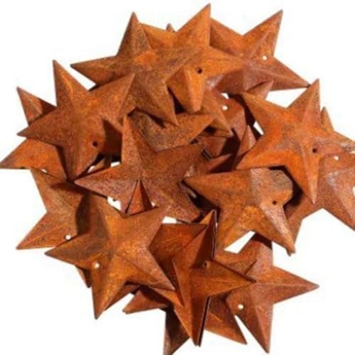 Fangxuee Rusty Metal Vintage Country Decorative Star with Hole for Rustic Decoration for Christmas Holidays