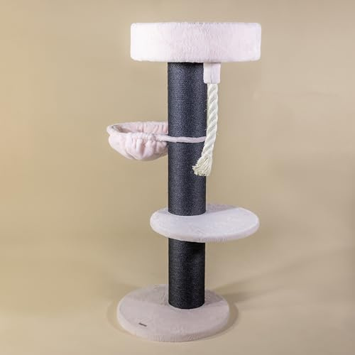 RHRQuality Kratzbaum für große Katzen – Maine Coon Sleeper de Luxe – 150 cm hoch – mit extra dicken 20 cm Sisalstämmen – Blackline Pink