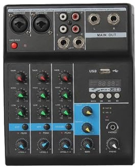 Mesa de Mezclas Consola Mezcladora De 6 Canales, Mezclador De Audio For Conferencias Al Aire Libre, USB, Compatible con, Procesador De Audio Reverb, Tarjeta De Sonido For(B)