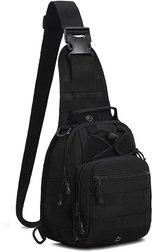 Jetfree Tactical Backpack Sling Bag， Waterproof Molle Chest Bag & Small Backpack, Adjustable Strap Military Rucksack for Hiking, Camping, Fishing, Cycling, Travel