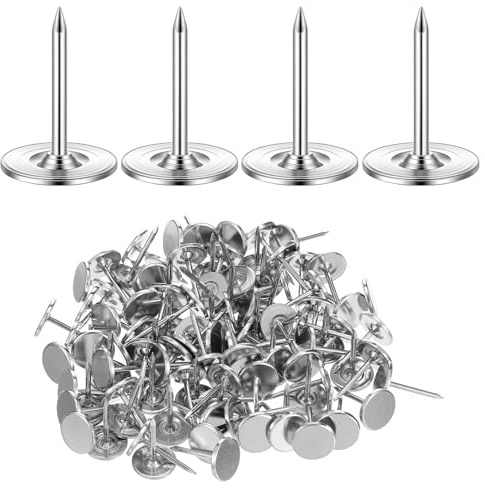 100 Stück Robuste Reißzwecken, Flache Stecknadeln, Legierung Reißzwecken Flacher Kopf Polsternägel Dekorative Nägel für Wand Hängende Fotos Heim Möbel Sofa Handwerk Büro DIY Dekor (Silber)