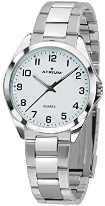 Atrium Damen Armbanduhr Klassisch Sehr Deutlich Analog Quarz mit Edelstahl Armband Silber A11-30