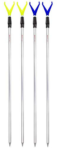 Arapaima Fishing Equipment Rutenhalter Rutenständer Angelzubehör Set 4 Stück Angel Teleskop Auflagen mit Schnurlaufkerbe - 2X gelb/2x blau