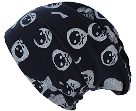 Glamxx24 Klassische Damen Slouch Jersey Unisex Long Beanie Mütze Unifarbe - Camouflage - Totenkopf Muster