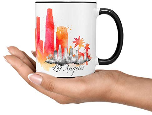 Sunnywall Los Angeles Stadt Städte-tasse Skyline Tasse mug cup Kaffeetasse gratis Geschenkkarte (Los Angeles Tasse)