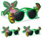 Relaxdays 3x Partybrille Hawaii, lustige Sonnenbrille mit Palme u. Cocktail, Gagbrille Flamingo, Spaßbrille Karneval, grün