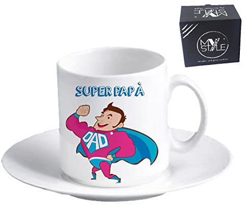 My Custom Style tazzina Espresso+piattino#papà-SuperPapà2#60x57mm