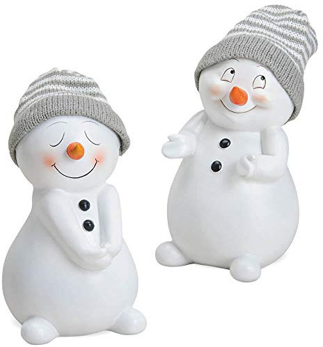matches21 HOME & HOBBY Lustige Schneemann Deko Figuren für Weihnachten im 2er Set - Weihnachtsfiguren in 19cm als innen Weihnachtsdeko - Süße Schneemänner als Wohnzimmer Weihnachtsdekoration