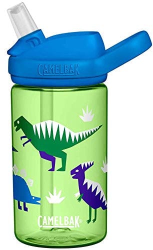CAMELBAK Eddy+ Kids Bottle - Cool Dinosaurs, 0.4L / Safe to Drink BPA Free Reusable Straw Sip Cup Boy Girl Youth Children Child Water Juice Flask Eco Environmentally Friendly Plant Based Plastic