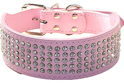 haoyueer Hundehalsband mit Strasssteinen, 5 cm breit, 5 Reihen, voller funkelnder Kristalldiamanten, schillernd, funkelnd, elegant, ausgefallen, PU-Leder, Hundehalsband für mittelgroße und große Hunde