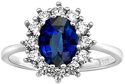 SILVEGO Damen Ring aus 925 Sterling Silber mit synthetischem Saphir Ring der Prinzessin Kate