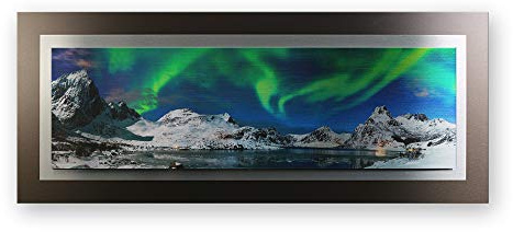 Kreative Feder 3D Metallic-Wandbild aus gebürstetem Alu-Verbund | Nordlichter | modernes Designer Bild in XXL | 100 x 40 cm