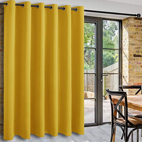 DWCN Total Privacy Room Divider Blackout Curtain - Thermal Curtains for Patio Door, Living Room, Bedroom Partition and Shared Office Space, 1 Grommet Curtain Panel, 8.3ft Wide x 7ft Tall, Yellow