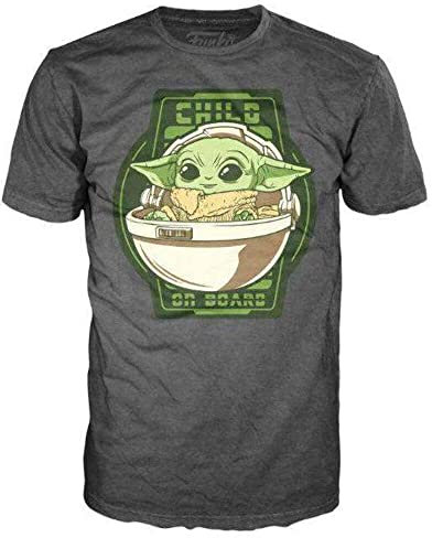 Star Wars Funko The Mandalorian Loose Pop! Tees T-Shirt Child on Board, Größe XL