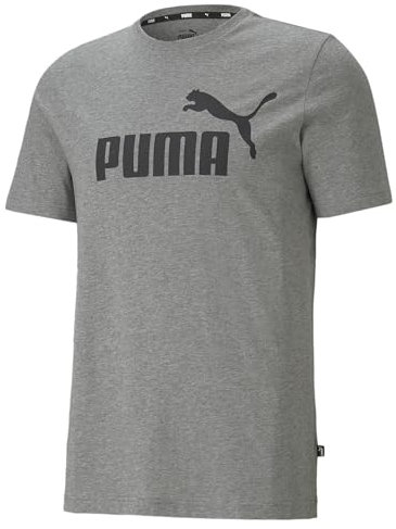 Puma Ess Logo Tee Camiseta de Deporte, Medium Gray Heather, M Hombre